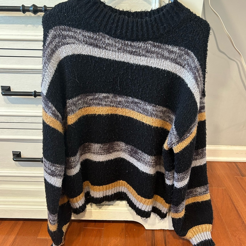 Vero Moda Black and Gray Striped Sweater
